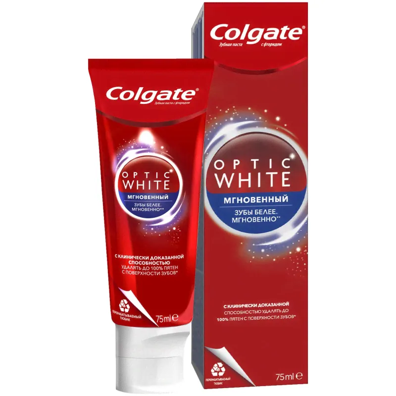 Зубная паста Colgate Optic White Мгновенный отбеливающая, 75мл-2