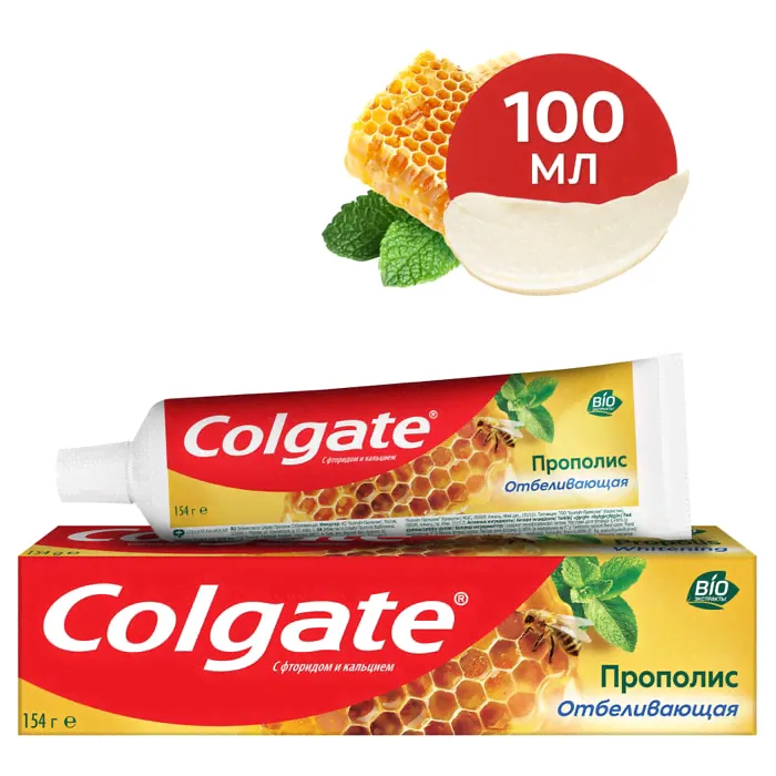Зубная паста Colgate Прополис отбеливающая для бережного отбеливания зубов и сохранения здоровья десен 100мл-1
